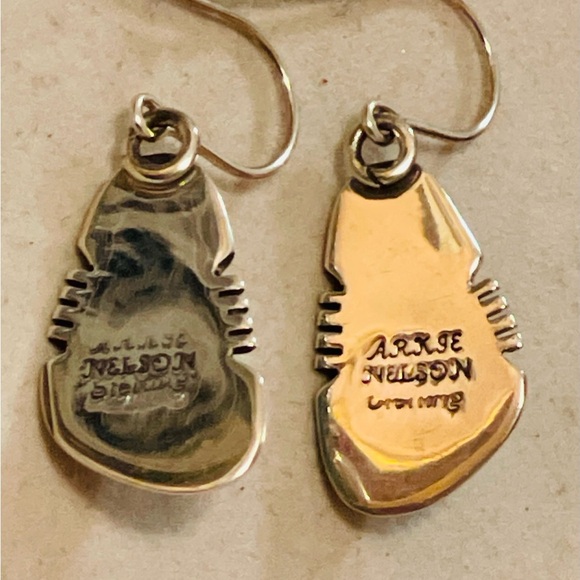 Native American Navajo A.Nelson Sterling Silver Turquoise Earrings - Picture 5 of 7